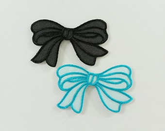 Set of 2: Bow Iron On Patches, Ribbon Applique