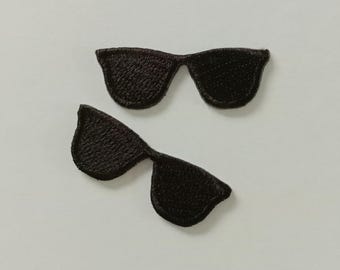 Embroidered Sunglasses Iron-On Patch - Set of 2 (3.9 x 1.4 cm)