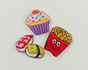 Set of 3: Food Iron On Patch, Snack Applique