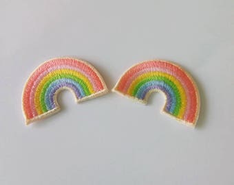 Parche termoadhesivo arcoíris pastel - Juego de 2 (3,5 cm x 2,1 cm)
