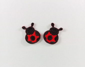 Set of 2: Tiny Ladybug Iron On Patch, Embroidered Animal Iron On Patch
