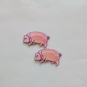 Tiny Pink Pig Iron-On Patches: Applique Badge Set