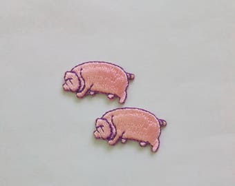 Tiny Pink Pig Iron-On Patches: Applique Badge Set