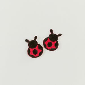 Set of 2 Embroidered Tiny Ladybug Iron on Patch, Animal Patch, Little Patch (1.8 cm. x 2.2 cm.)
