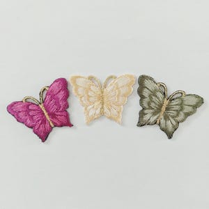 Embroidered Tiny Butterfly Patch, Insect Iron on Patch Applique, Butterfly Iron on Patch, Set of 3 Pieces (3.3 cm. x 2.5 cm.)