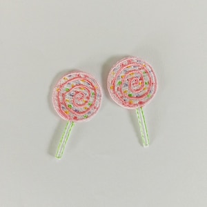 Set of 2 Pieces Embroidered Tiny Lollipop Sweet Candy Iron on Patch Applique, Lollipop Patch (2.2 cm. x 4.2 cm.)