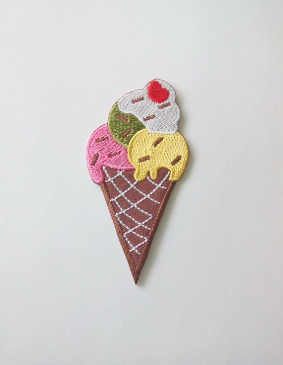 Embroidered Ice Cream Cone Iron on Patch Applique 1 5/8 Etsy