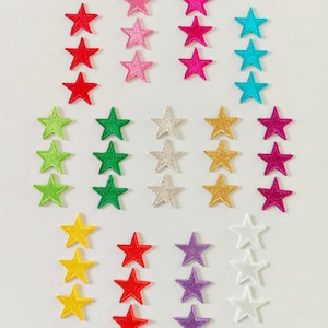Set of 3 Pieces Colorful Tiny Star Iron on Patch, Embroidered Star Iron on Patch (2 cm. wide)