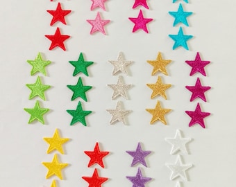 Embroidered Tiny Star Iron On Patch - Set of 3 Colorful Appliques (2 cm. wide)