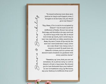 Jane Austen - Sense & Sensibility Download • "He would certainly have done more justice.", Wall Print, Digital Download, Bookish Quote