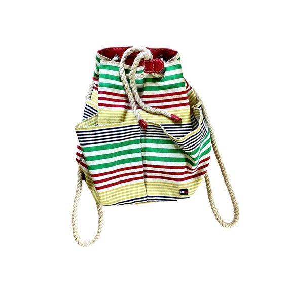 90's tommy hilfiger striped rope canvas backpack p