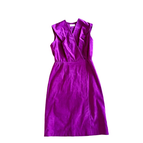 60's purple suede leather faux wrap dress | medium