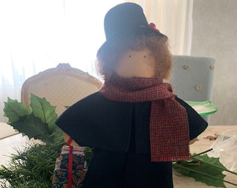 RARE Collectible Vintage Charles Bowman Lizzie High Christmas Wooden Folk Art Doll