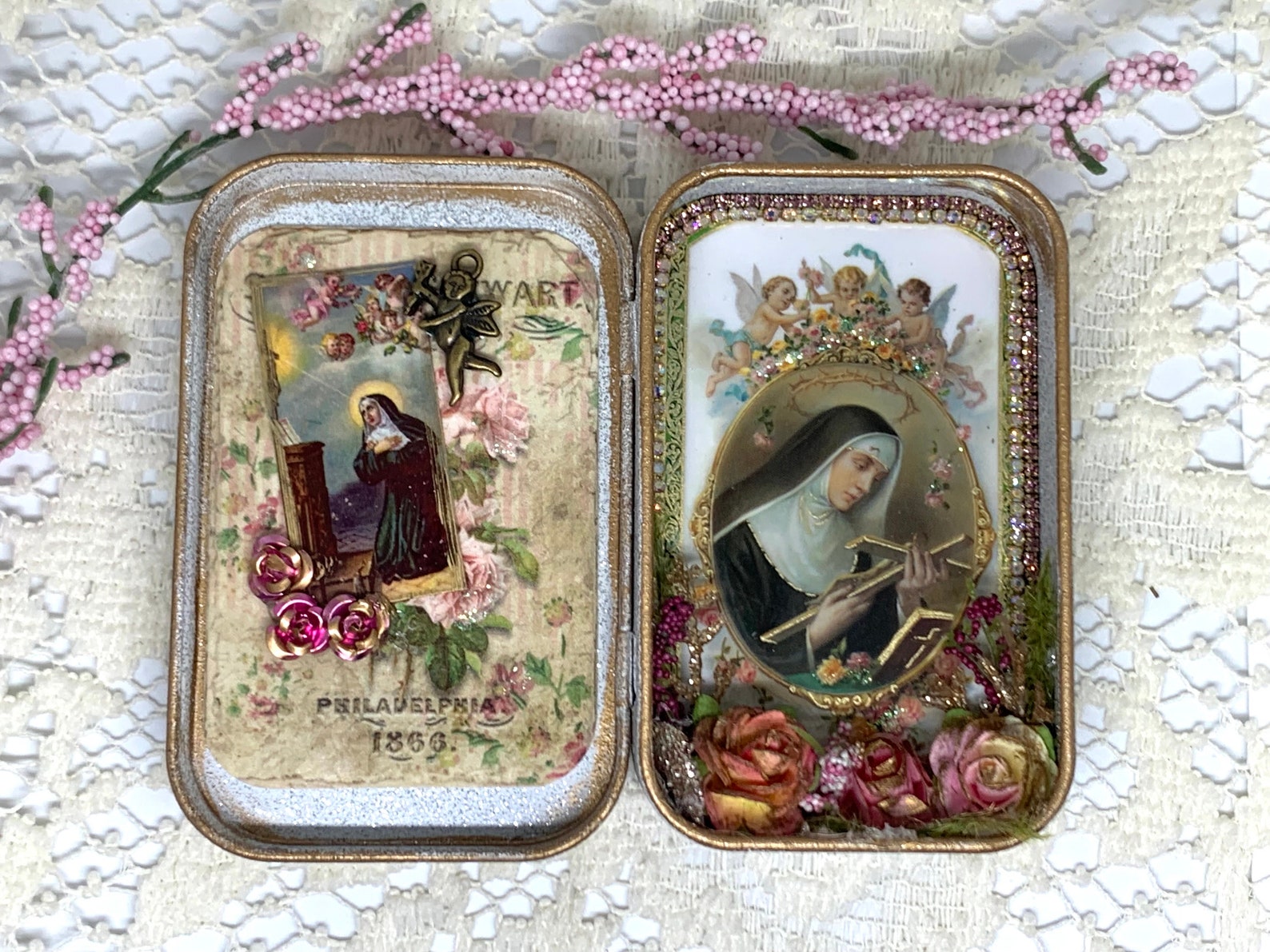 Saint Rita Catholic Saint, Pocket Shrine, Altered Altoid Tin ...