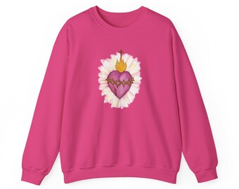 Sacred Heart of Jesus in Pink sweatshirt, Catholic sweatshirt, Religious Clothing, Jesus Sweatshirt