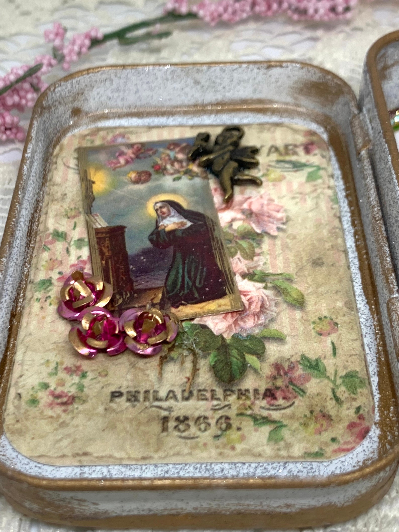 Saint Rita Catholic Saint, Pocket Shrine, Altered Altoid Tin ...