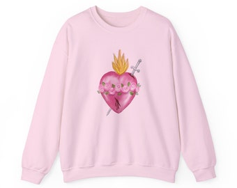 Immaculate Heart of Mary in pink sweatshirt, Catholic Shirt, pink heart, heart shirt