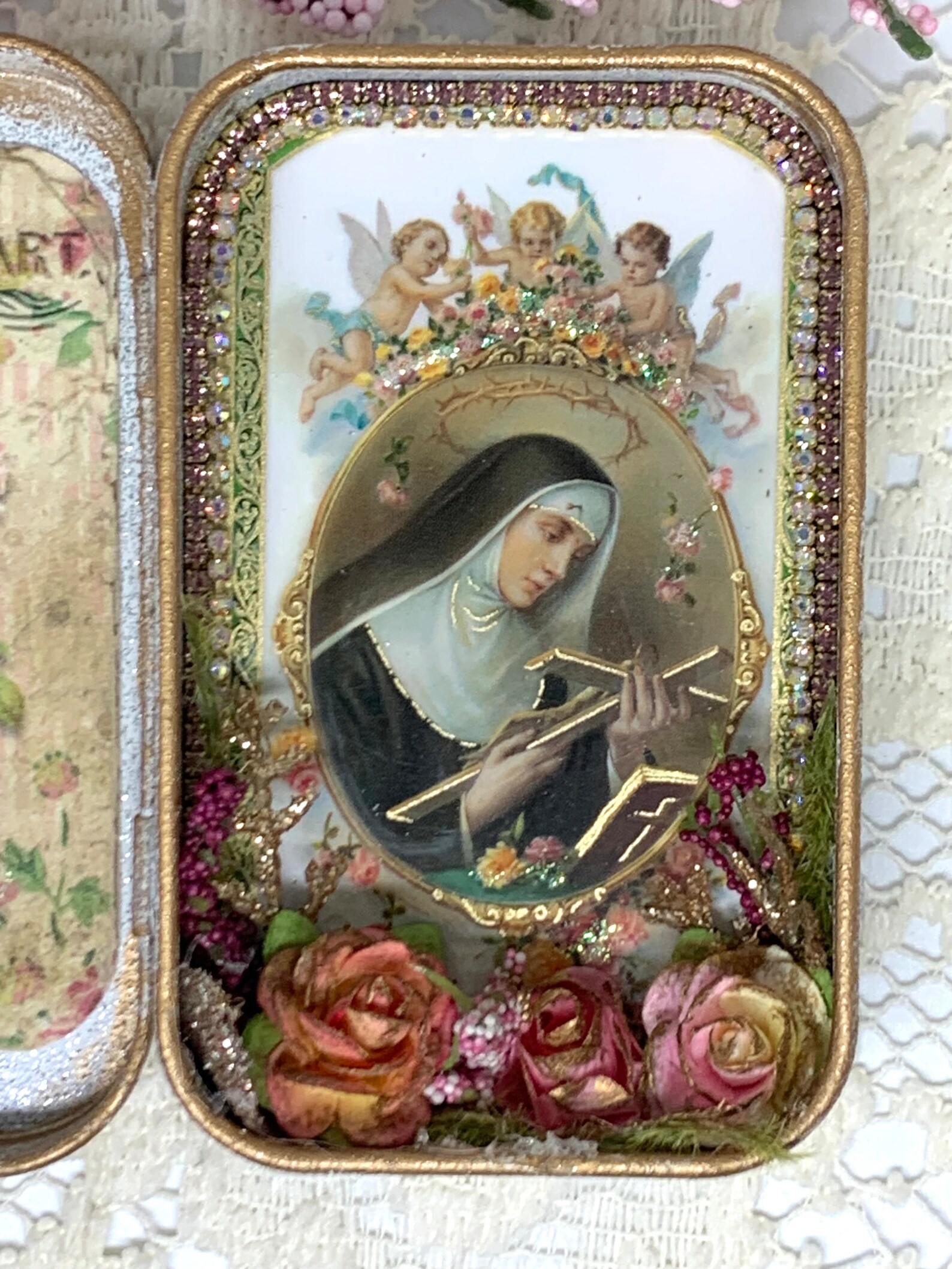 Saint Rita Catholic Saint, Pocket Shrine, Altered Altoid Tin ...