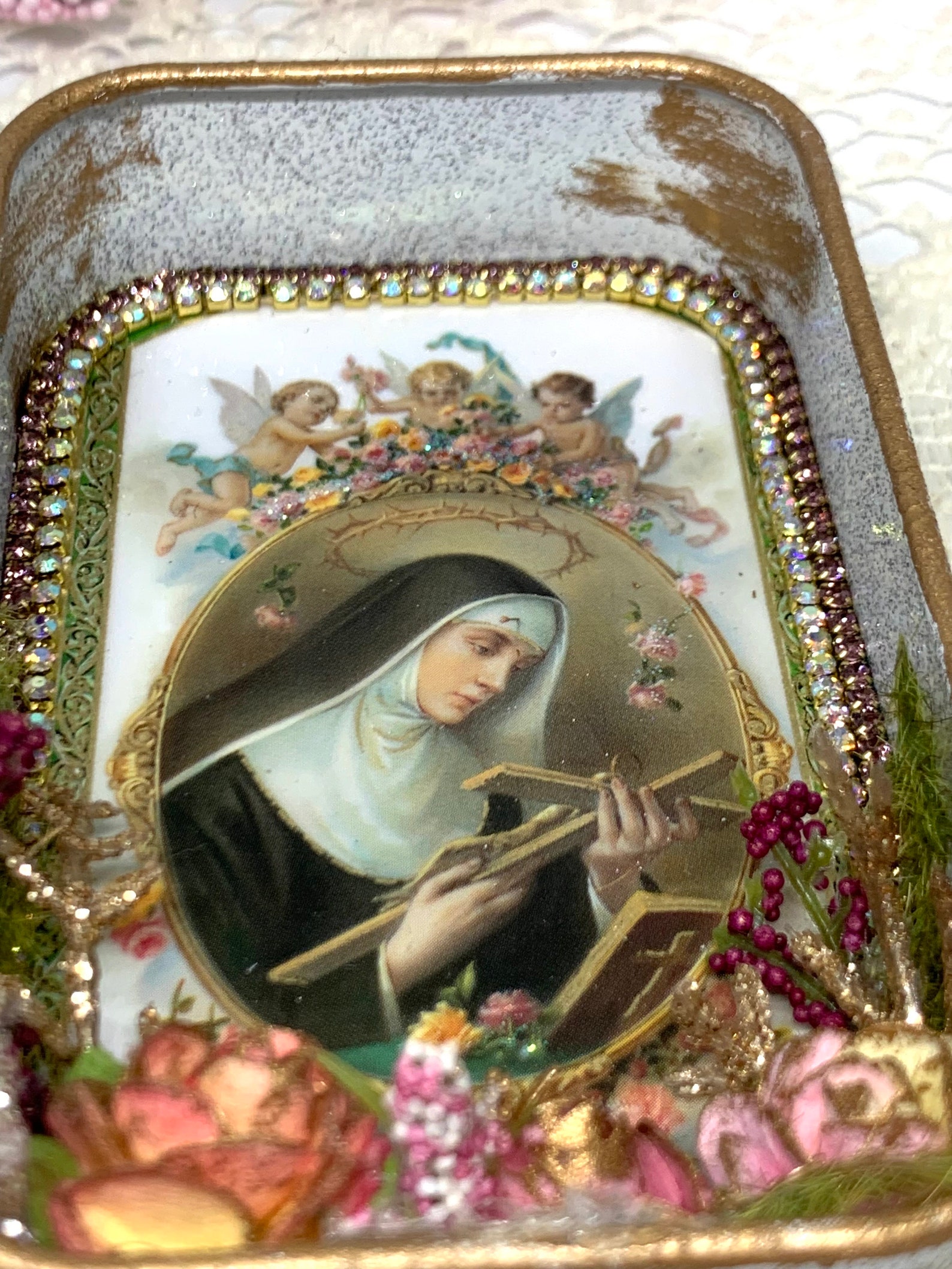 Saint Rita Catholic Saint, Pocket Shrine, Altered Altoid Tin ...