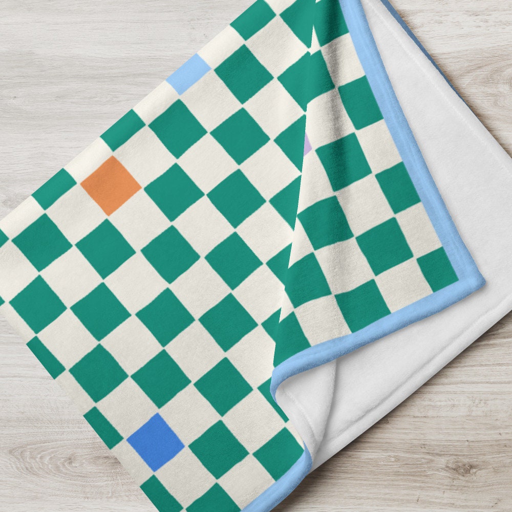 Jetez Une Couverture | 50 X60 en Motif à Cocher Vert, Super Doux - Décor Coloré, Literie Mignonne, A