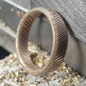 Handcrafted Mokume Gane, Mokume Gane Wedding Ring, Etched Mokume Gane, Unique Rings, Bridesmaids, Gift for her, Avant-garde, hand jewelry.