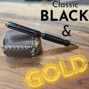 Black Acrylic & Gold Pen: Refillable Rollerball Pen