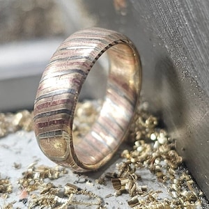 Handcrafted Mokume Gane, Mokume Gane Wedding Ring, Etched Mokume Gane, Unique Rings, Bridesmaids, Gift for her, Avant-garde, hand jewelry.