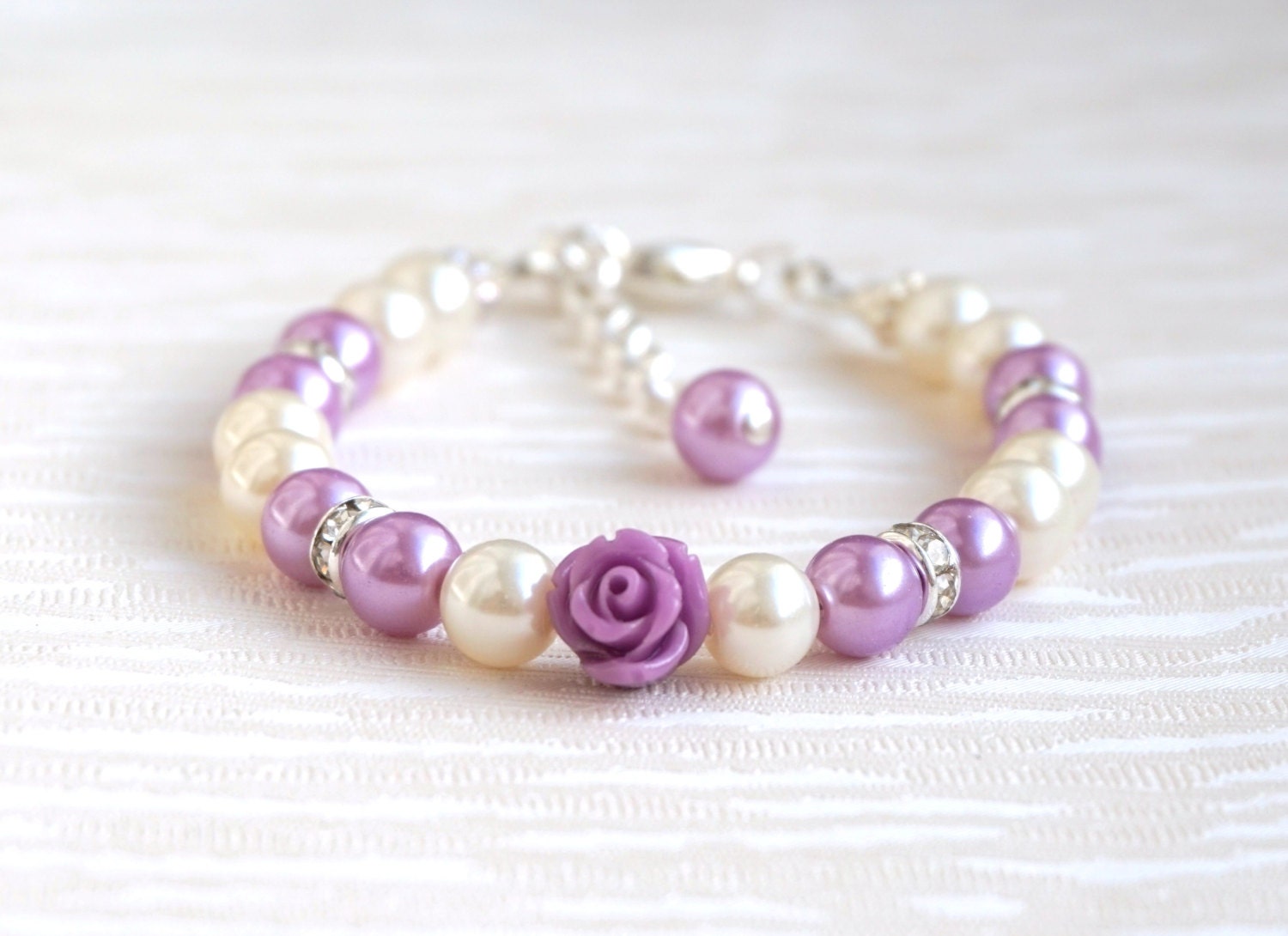 Purple Flower Girl Gift Bracelet Wedding Jewelry Birthday Gift Etsy