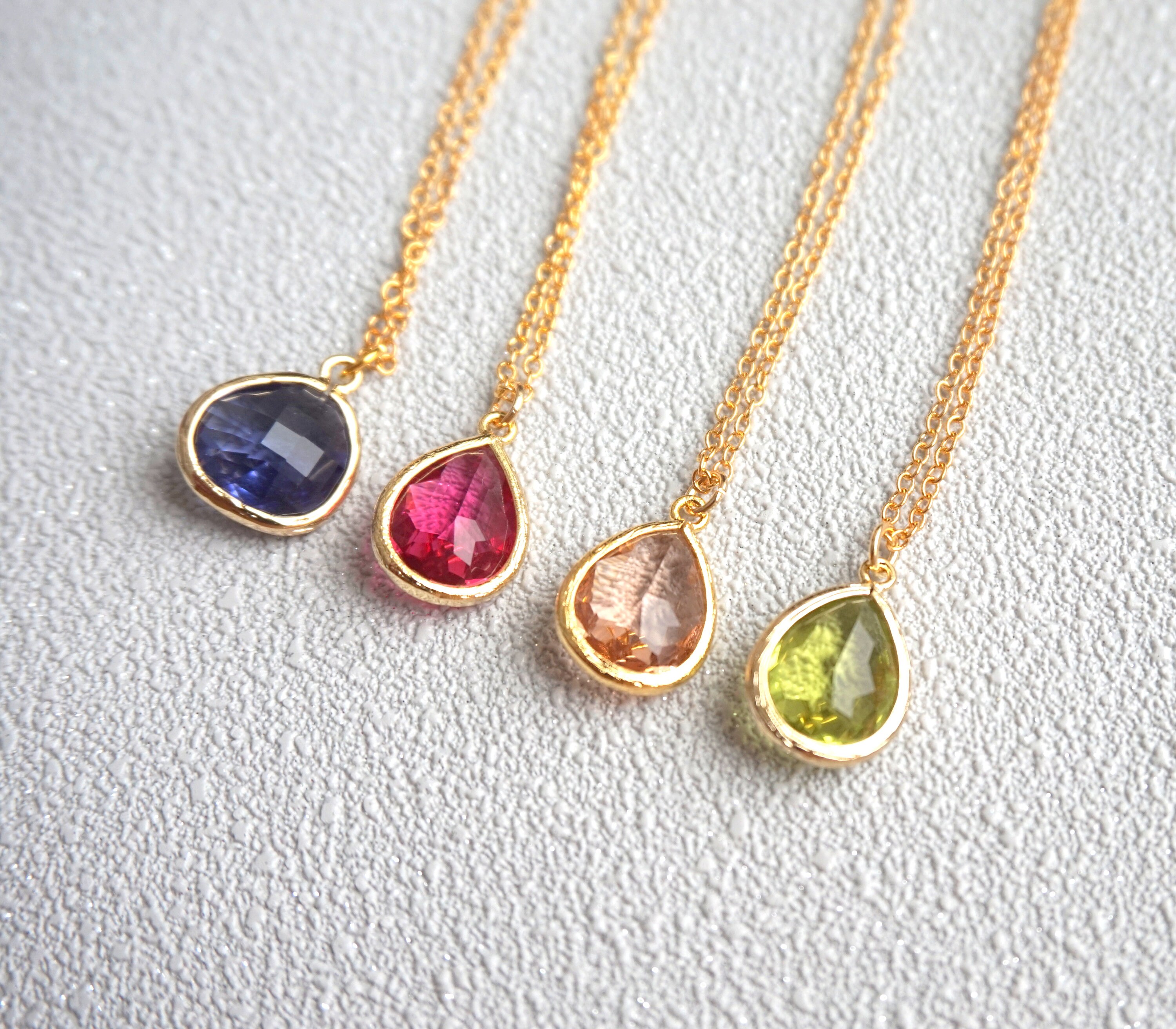 Custom Color Glass Pendant Necklace Bridesmaid Jewelry Etsy