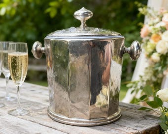 Mid Century Silver Plated Ice Bucket | Vintage Barware | Wedding Bar Decor | Bar Cart Styling