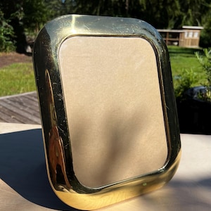 Vintage 8x10 Brass Picture Frame, Rounded Corners, Puffy, Black Velvet, 80’s