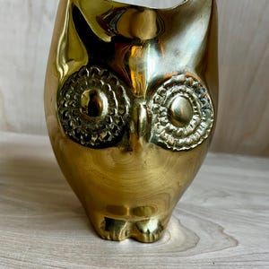 Mid-Century Brass Owl Planter Vase