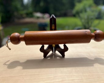 Rolo de massa vintage em teca – Knobler Tailândia, utensílio de cozinha com cabo fixo