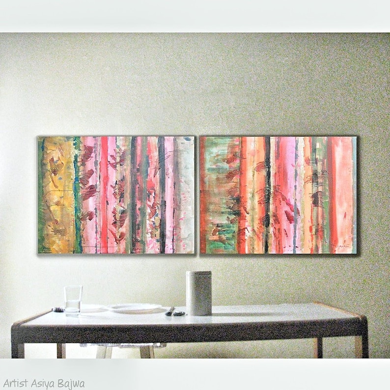 Wall Art Wall PAINTING Acrylic Abstract Decor Modern Abstract Art, Abstract Roses Metallic Gold