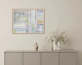 Pintura acrílica original con diseño de rayas.