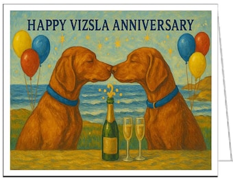 Vizslas in Love Jubiläumskarte