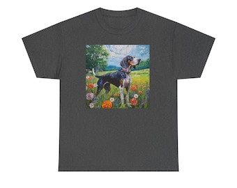 Camiseta de algodão pesado unissex Bluetick Coonhound