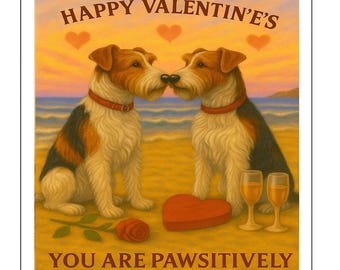 Tarjeta de San Valentín de Fox Terrier de pelo duro