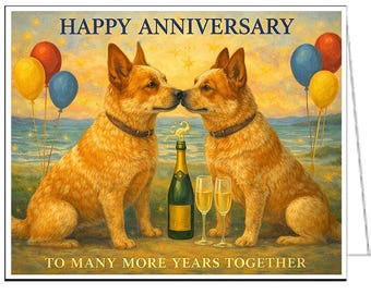 Red Heelers enamorados - Tarjeta de aniversario
