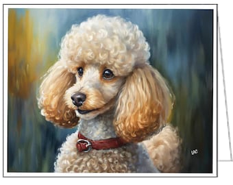 Standardpudel #2 Fine Art-notiskort - Set om sex