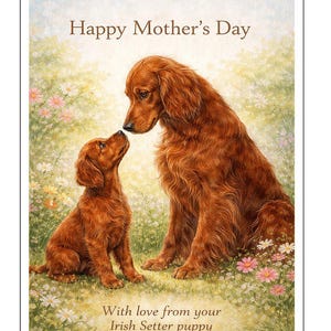Cartão de Dia das Mães com Setter Irlandês