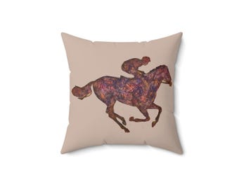 Race Horse - Spun Polyester Throw Pillow