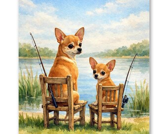 Chihuahua - I migliori compagni di pesca - Biglietto per la festa del papà