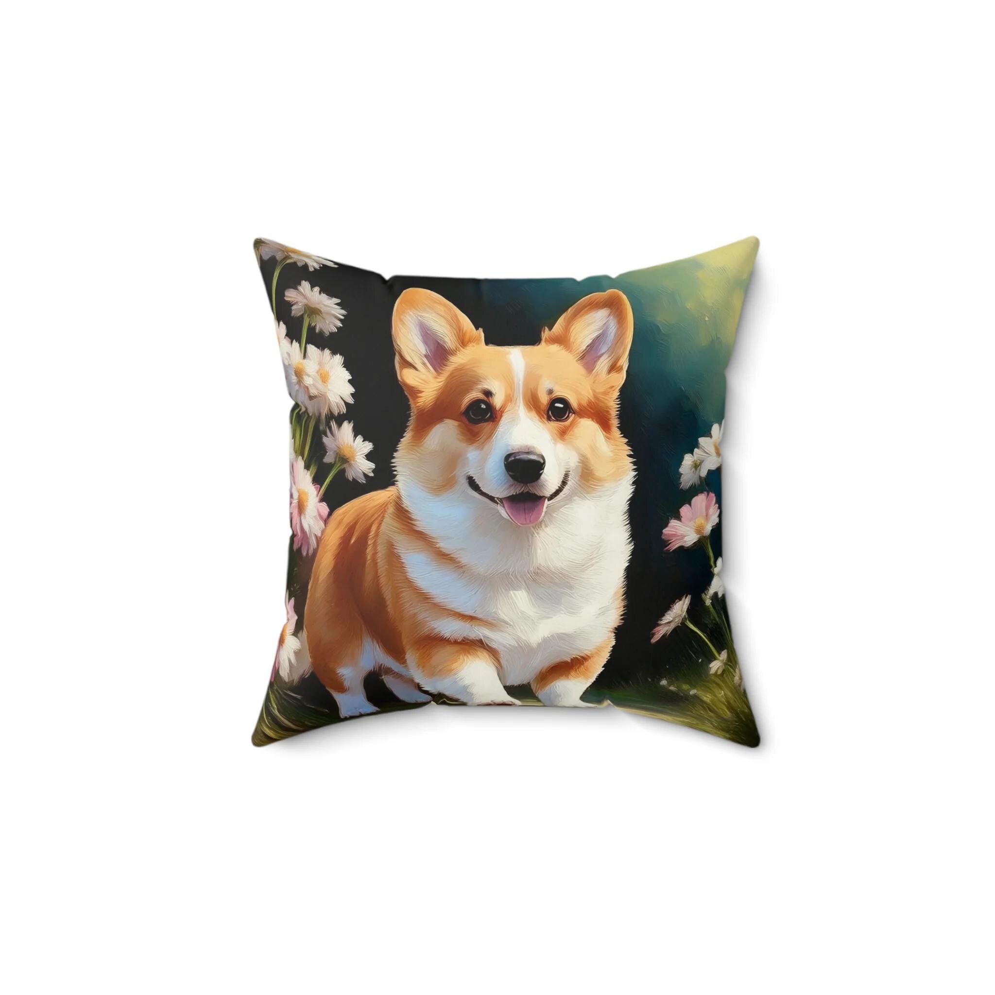 ウェルシュ・コーギーの子犬のスパンポリエステル製クッション - Etsy 日本