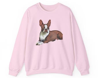 Boston Terrier - Brown & White Unisex 50/50 Crewneck Sweatshirt