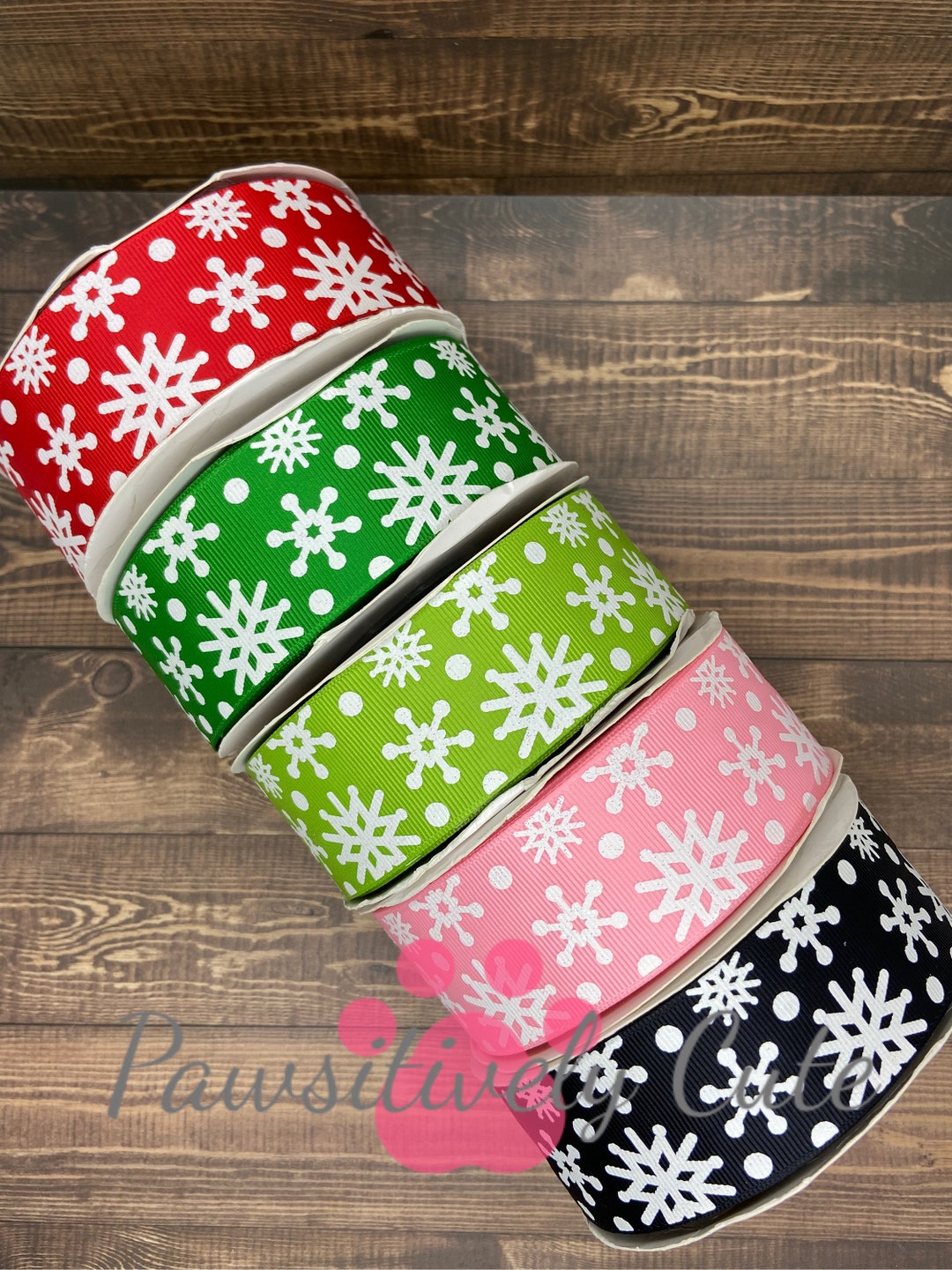 3 Yards of Snowflake Ribbon ~ 5/8