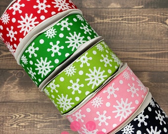 3 yards of snowflake ribbon ~ 5/8" & 1.5"