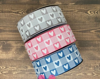 3 yards of Heart Gingham Ribbon ~ 5/8", 7/8", or 1.5"