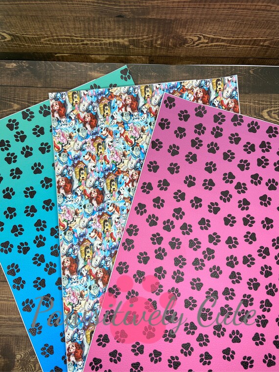 Puppies or Pawprint faux leather sheet