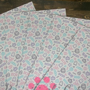 Pastel Halloween Doodles Faux Leather Sheets